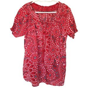 🌸6/$20🌸  Paisley print shortsleeve peasant blouse
